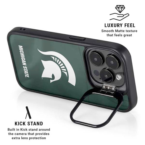 Michigan State University Green Jersey iPhone 15 Pro Kickstand Case